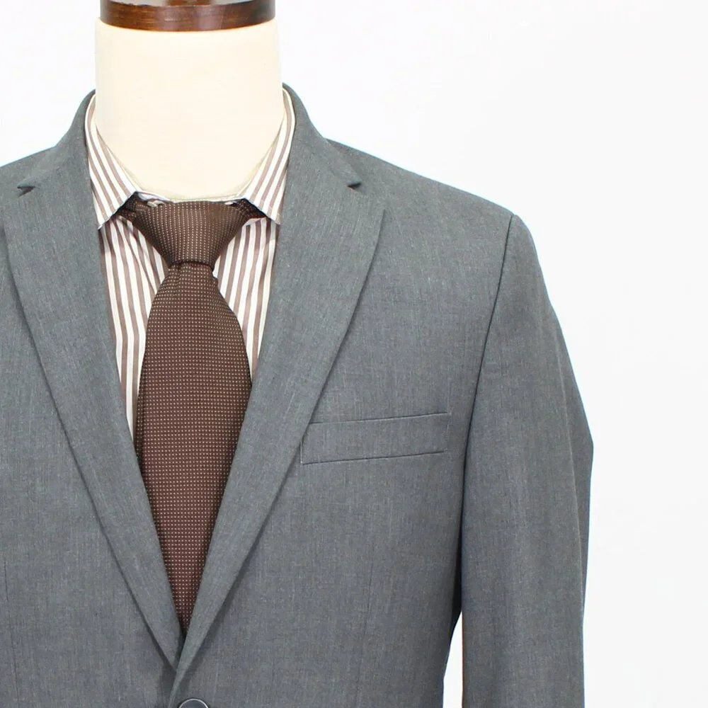 Calvin Klein 44L Gray Solid 2-Button Sport Coat Blazer Jacket W022